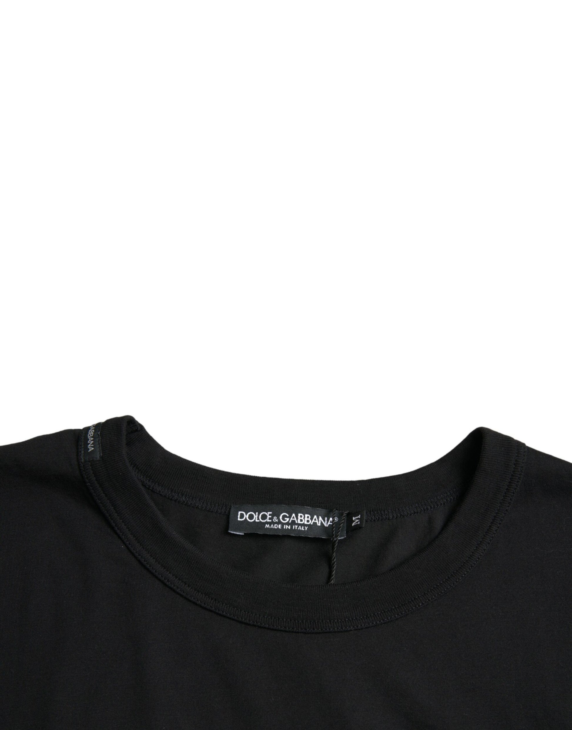 Black Logo Embossed Crew Neck Short Sleeves T-shirt-Dolce & Gabbana-LabelTerrace.com