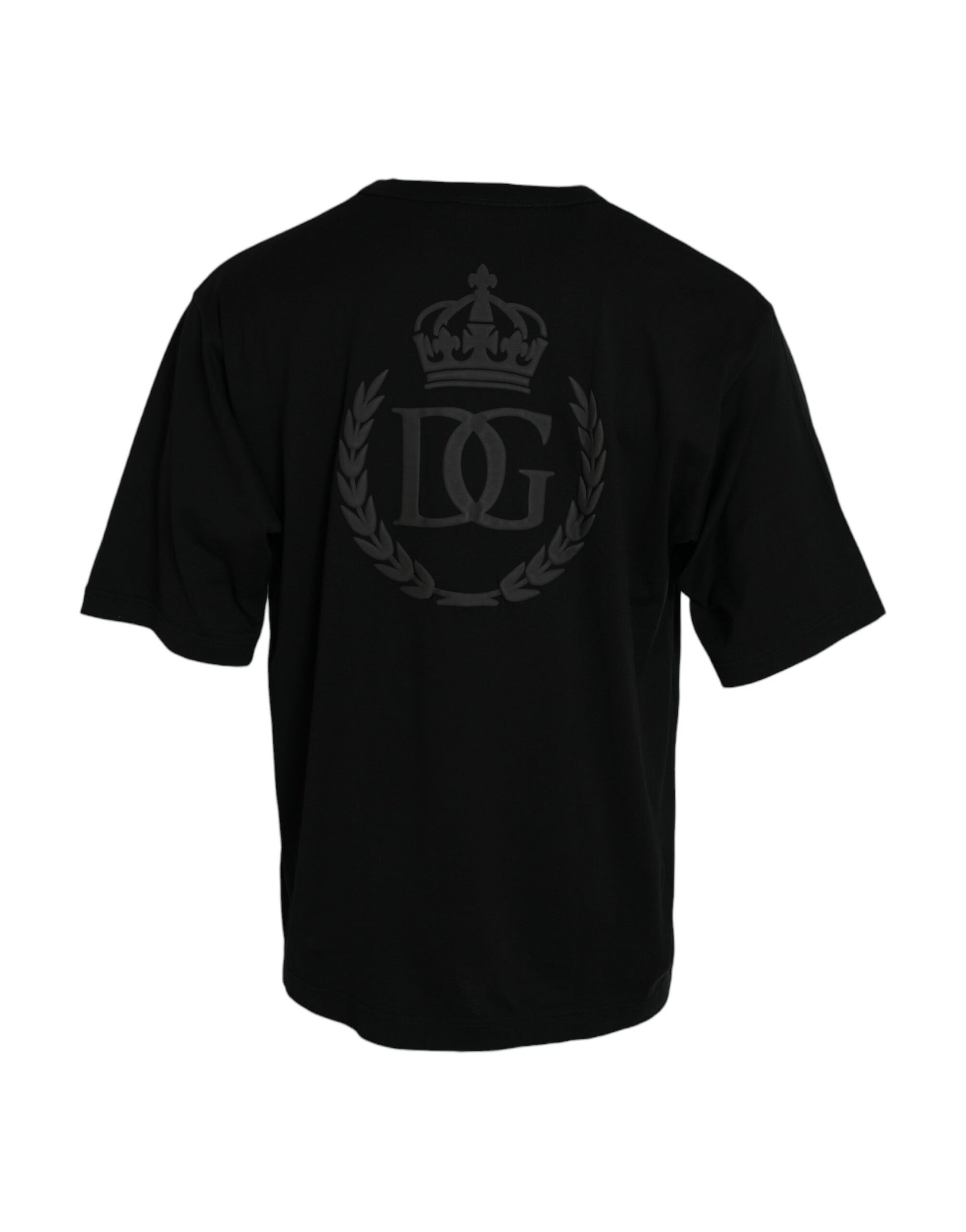 Black Logo Embossed Crew Neck Short Sleeves T-shirt-Dolce & Gabbana-LabelTerrace.com