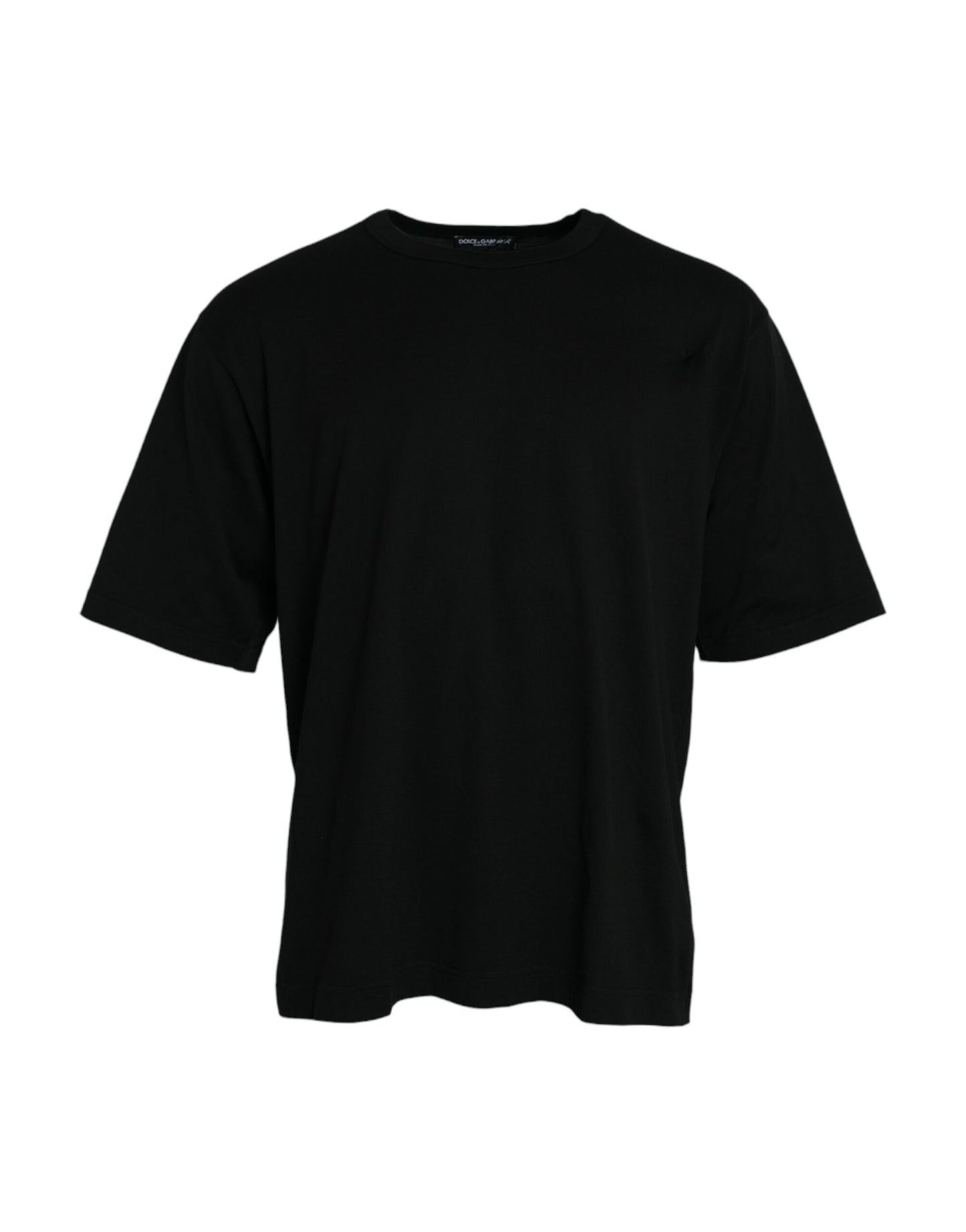 Black Logo Embossed Crew Neck Short Sleeves T-shirt-Dolce & Gabbana-LabelTerrace.com