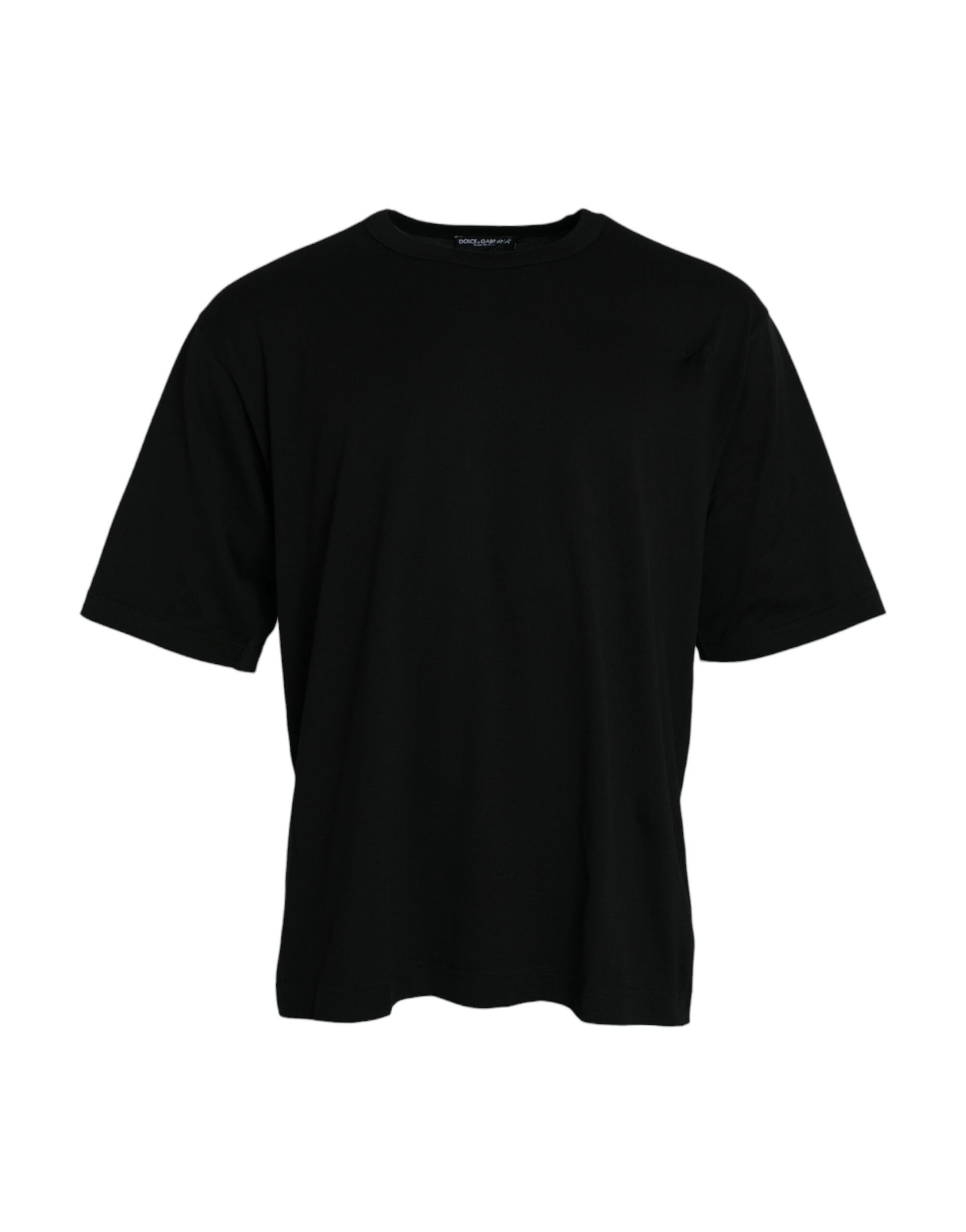 Black Logo Embossed Crew Neck Short Sleeves T-shirt-Dolce & Gabbana-LabelTerrace.com