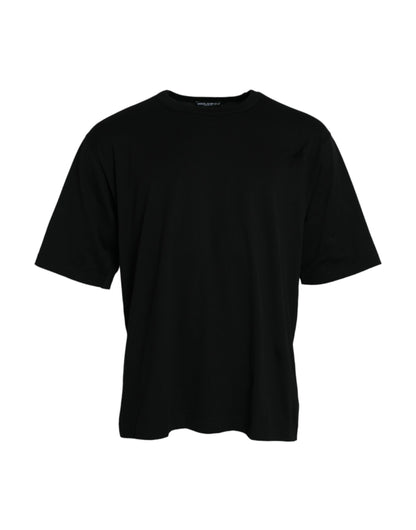 Black Logo Embossed Crew Neck Short Sleeves T-shirt-Dolce & Gabbana-LabelTerrace.com