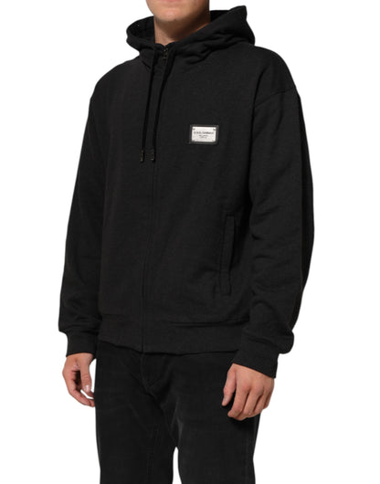 Black Logo FullZip Hooded Sweatshirt Sweater