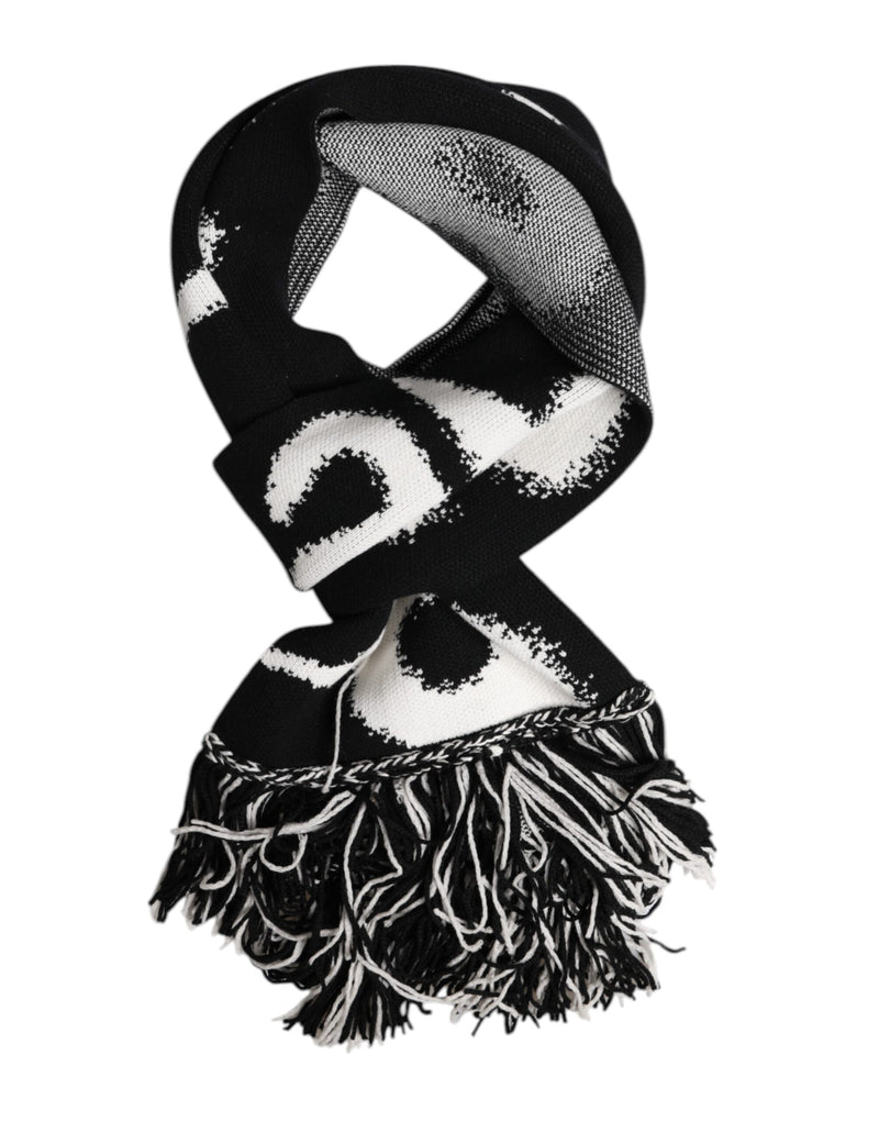 Black Logo Neck Warmer Wrap Men Shawl Scarf-Dolce & Gabbana-LabelTerrace.com