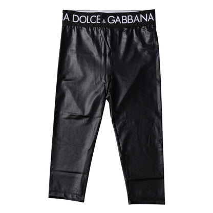 Black Logo Nylon Cropped Tights Pants Underwear