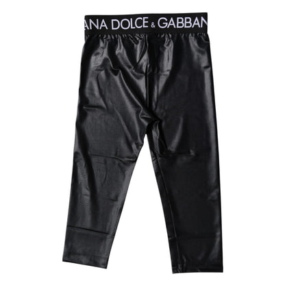 Black Logo Nylon Cropped Tights Pants Underwear