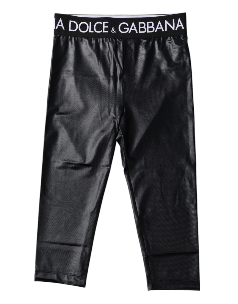 Black Logo Nylon Cropped Tights Pants Underwear-Dolce & Gabbana-LabelTerrace.com