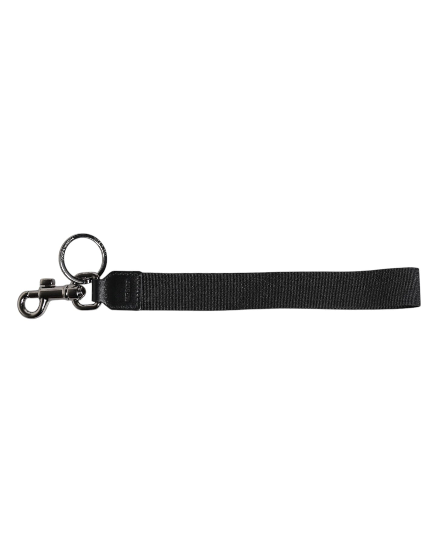 Black Logo Nylon Silver Brass Men Holder Keychain Keyring-Dolce & Gabbana-LabelTerrace.com