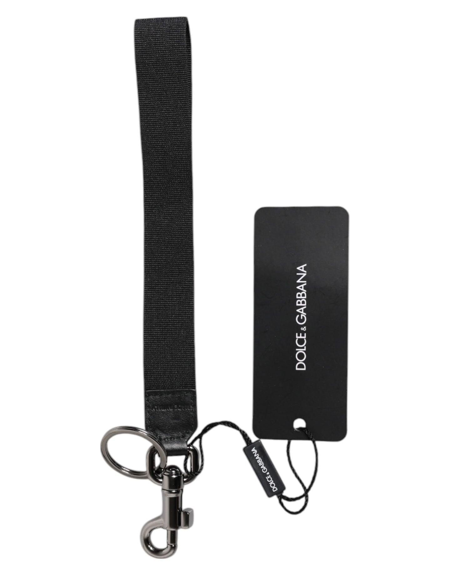 Black Logo Nylon Silver Brass Men Holder Keychain Keyring-Dolce & Gabbana-LabelTerrace.com