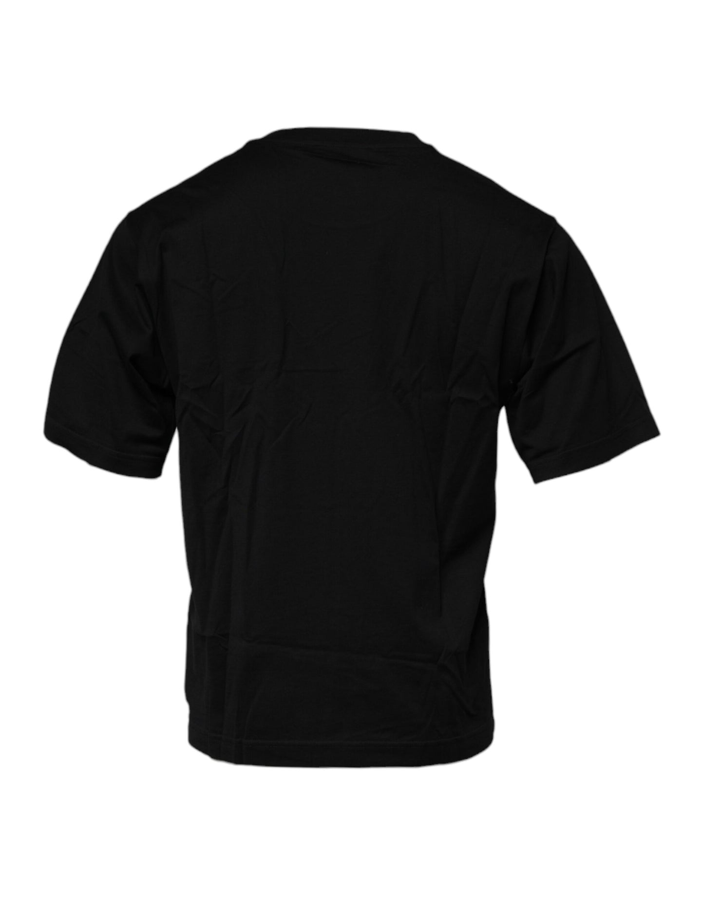 Black Logo Patch Cotton Crew Neck T-shirt-Dolce & Gabbana-LabelTerrace.com