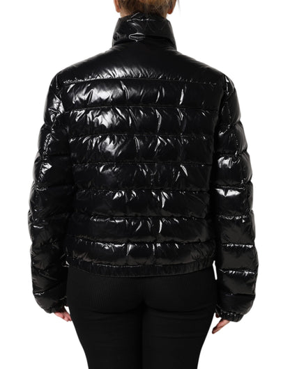 Black Logo Plaque Full Zip Puffer Jacket-Dolce & Gabbana-LabelTerrace.com