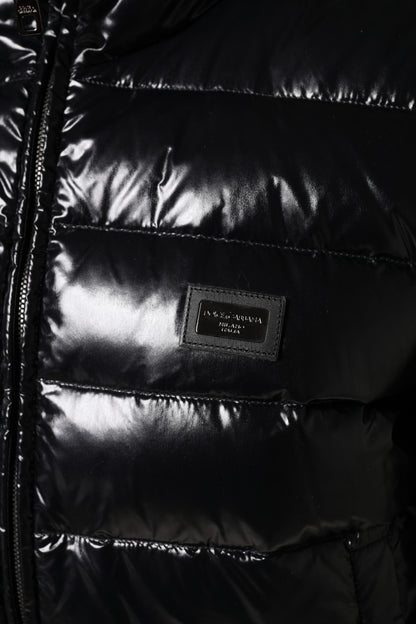 Black Logo Plaque Full Zip Puffer Jacket-Dolce & Gabbana-LabelTerrace.com