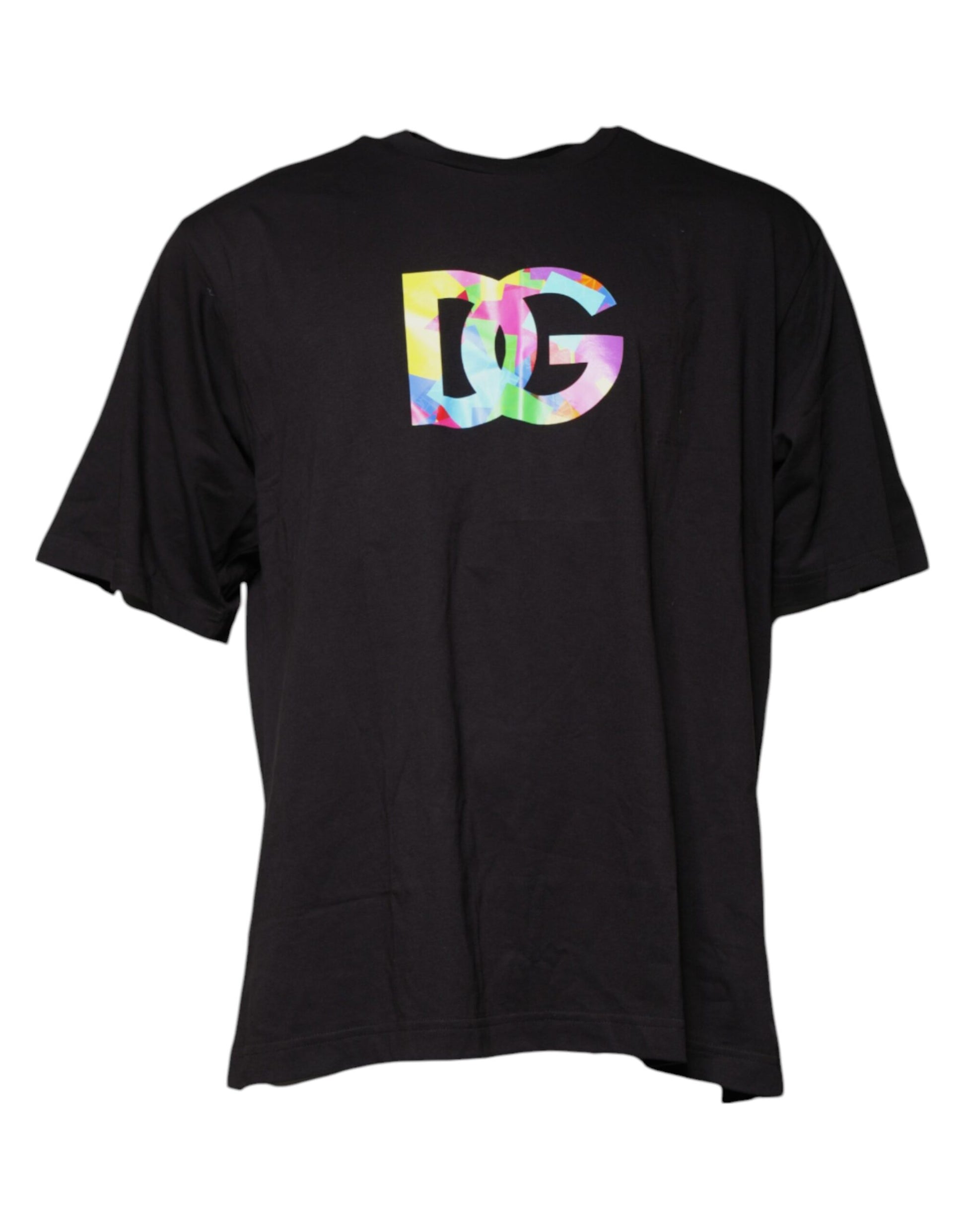 Black Logo Print Cotton Crew Neck T-shirt-Dolce & Gabbana-LabelTerrace.com
