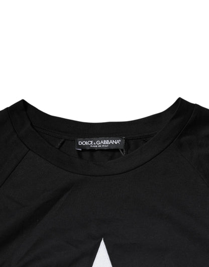 Black Logo Print Cotton Crew Neck T-shirt-Dolce & Gabbana-LabelTerrace.com