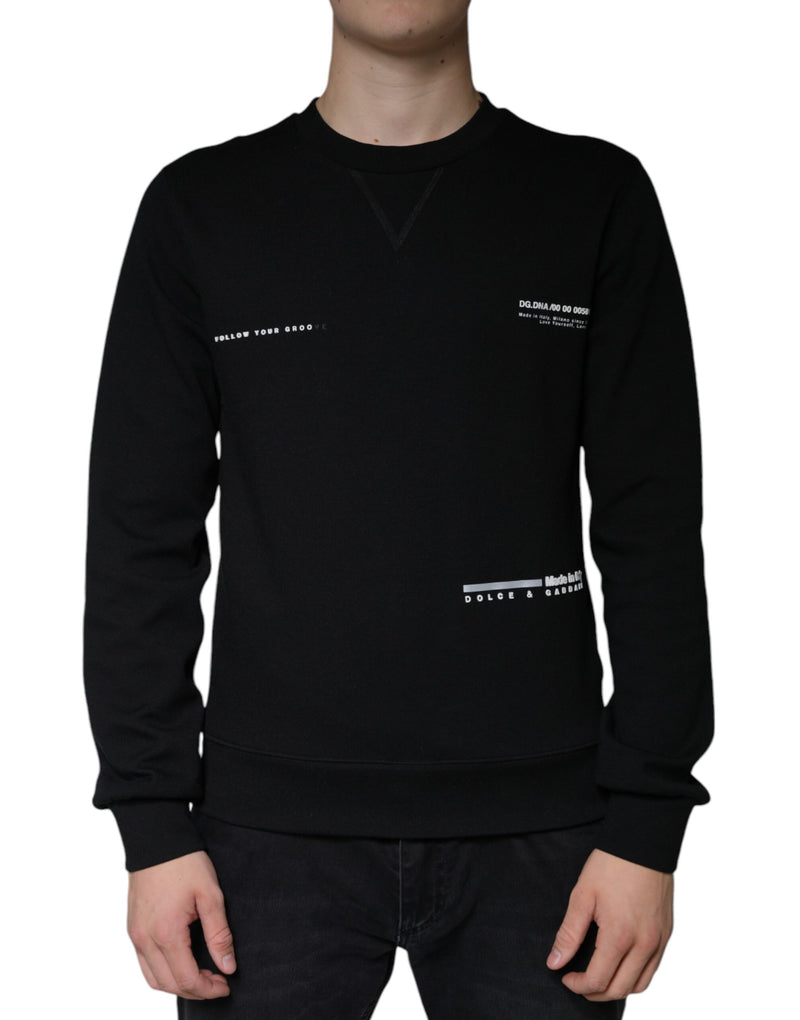Black Logo Print CrewNeck Sweatshirt Sweater-Dolce & Gabbana-LabelTerrace.com