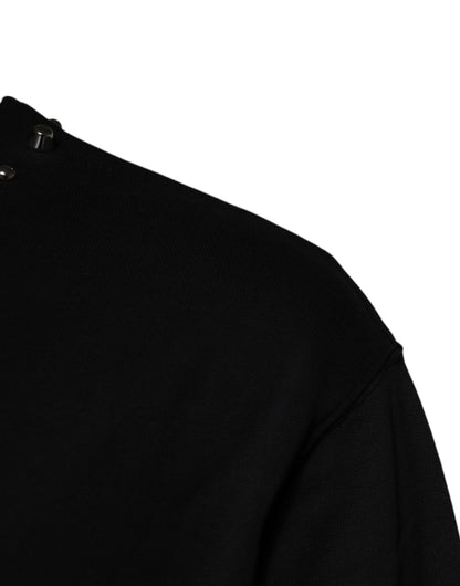 Black Logo Stud Pullover Sweatshirt Sweater-Dolce & Gabbana-LabelTerrace.com
