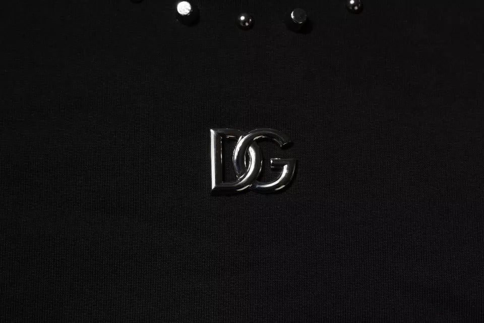 Black Logo Stud Pullover Sweatshirt Sweater-Dolce & Gabbana-LabelTerrace.com