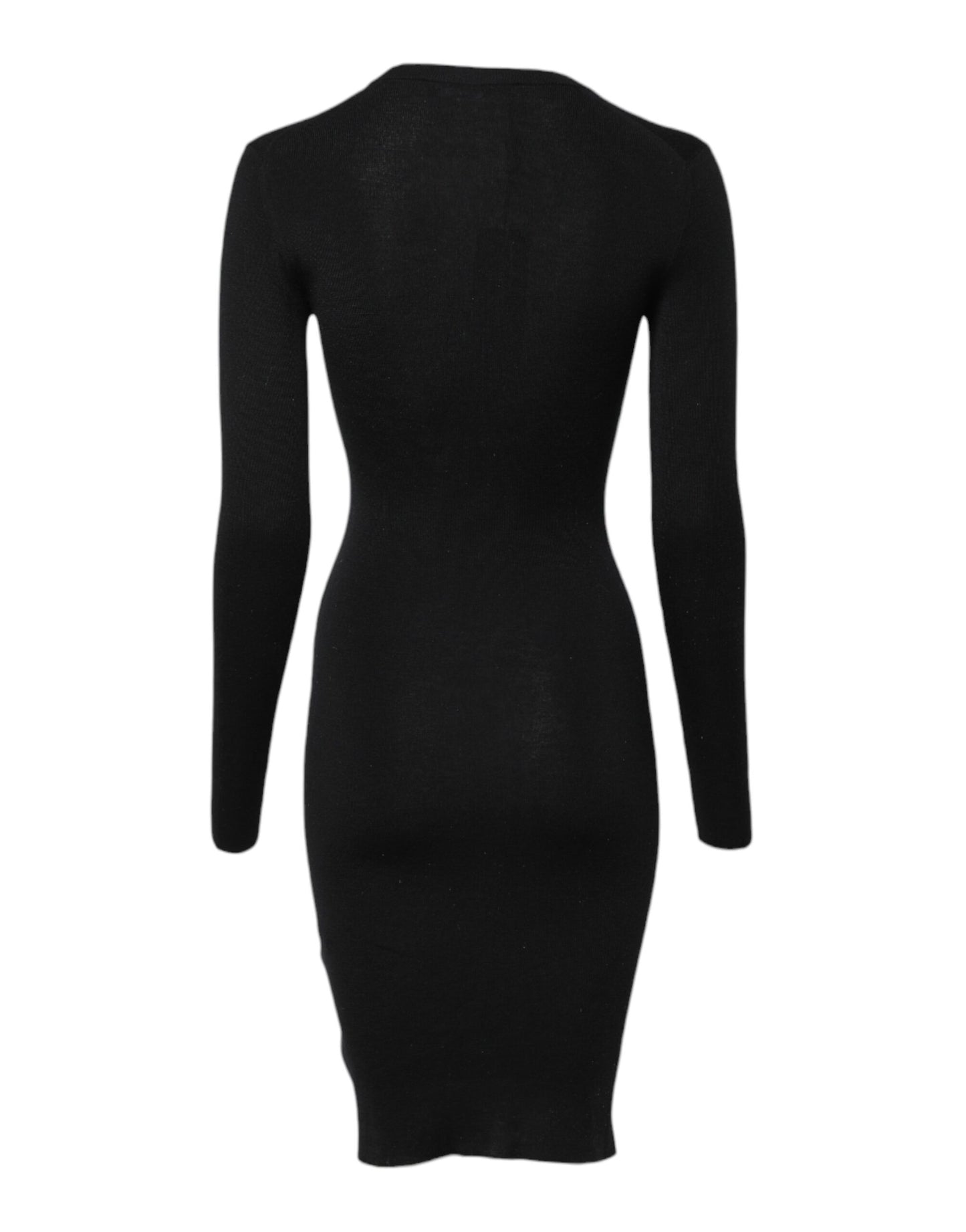 Black Long Sleeves Bodycon Sheath Dress-Dolce & Gabbana-LabelTerrace.com