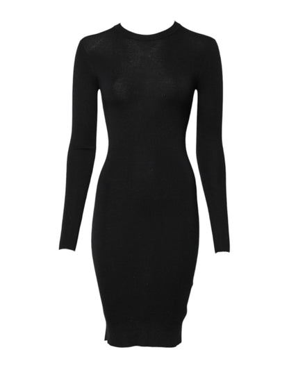 Black Long Sleeves Bodycon Sheath Dress-Dolce & Gabbana-LabelTerrace.com
