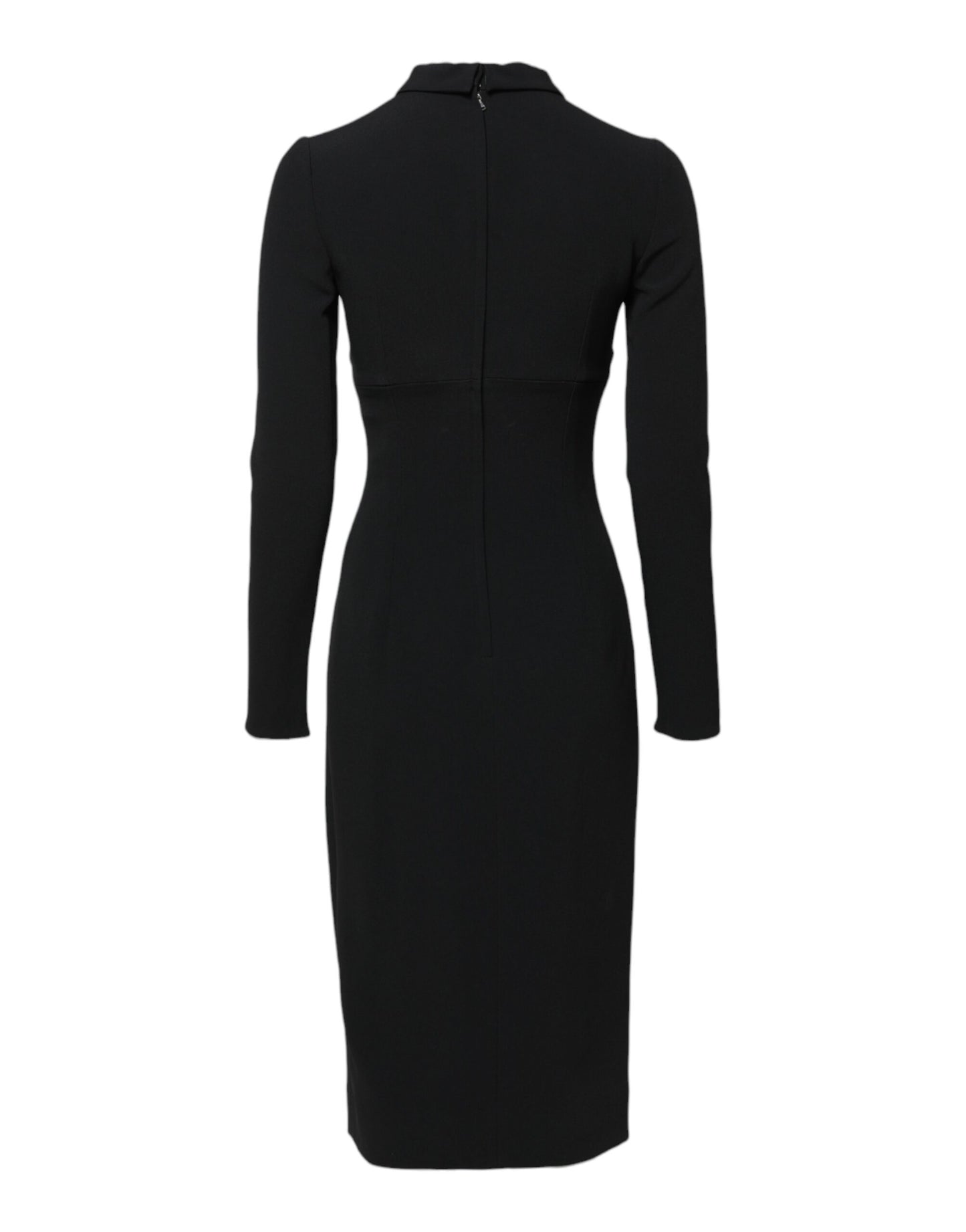 Black Long Sleeves Bodycon Sheath Midi Dress-Dolce & Gabbana-LabelTerrace.com