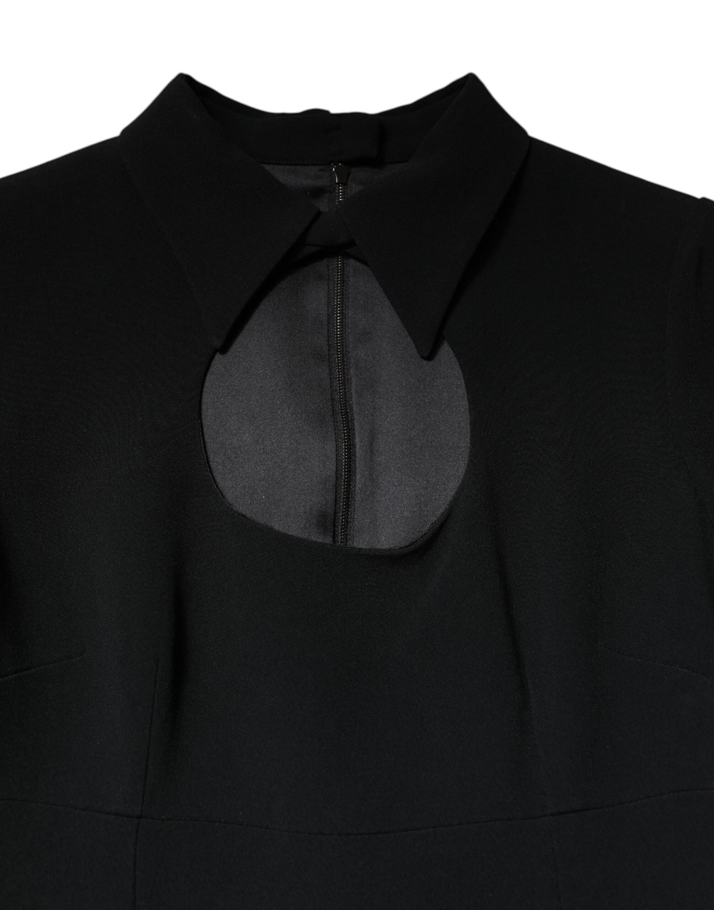 Black Long Sleeves Bodycon Sheath Midi Dress-Dolce & Gabbana-LabelTerrace.com