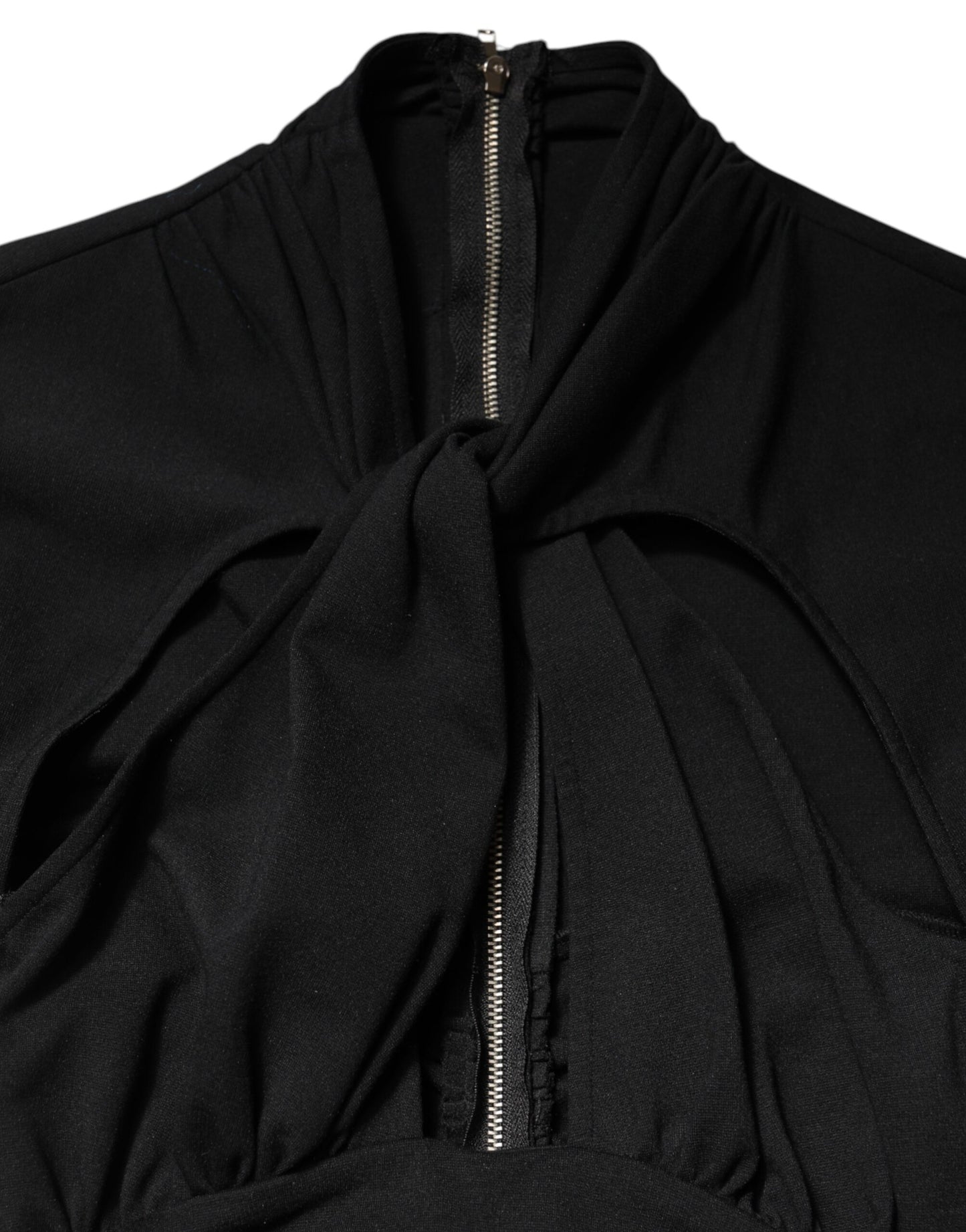 Black Long Sleeves Sheath Midi Dress-Dolce & Gabbana-LabelTerrace.com