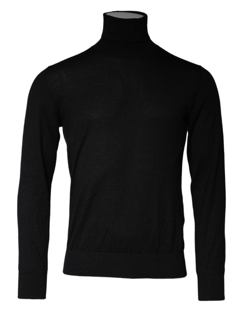 Black LongSleeve Turtleneck Pullover Sweater-Dolce & Gabbana-LabelTerrace.com