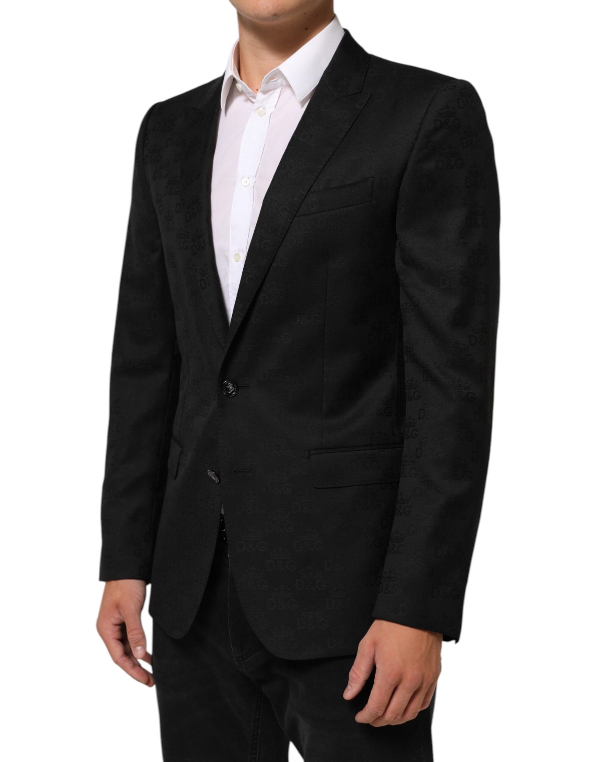 Black MARTINI 2 Buttons Suit Jacket Blazer-Dolce & Gabbana-LabelTerrace.com