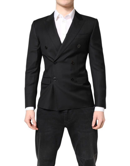 Black MARTINI Double Breasted Coat Blazer-Dolce & Gabbana-LabelTerrace.com