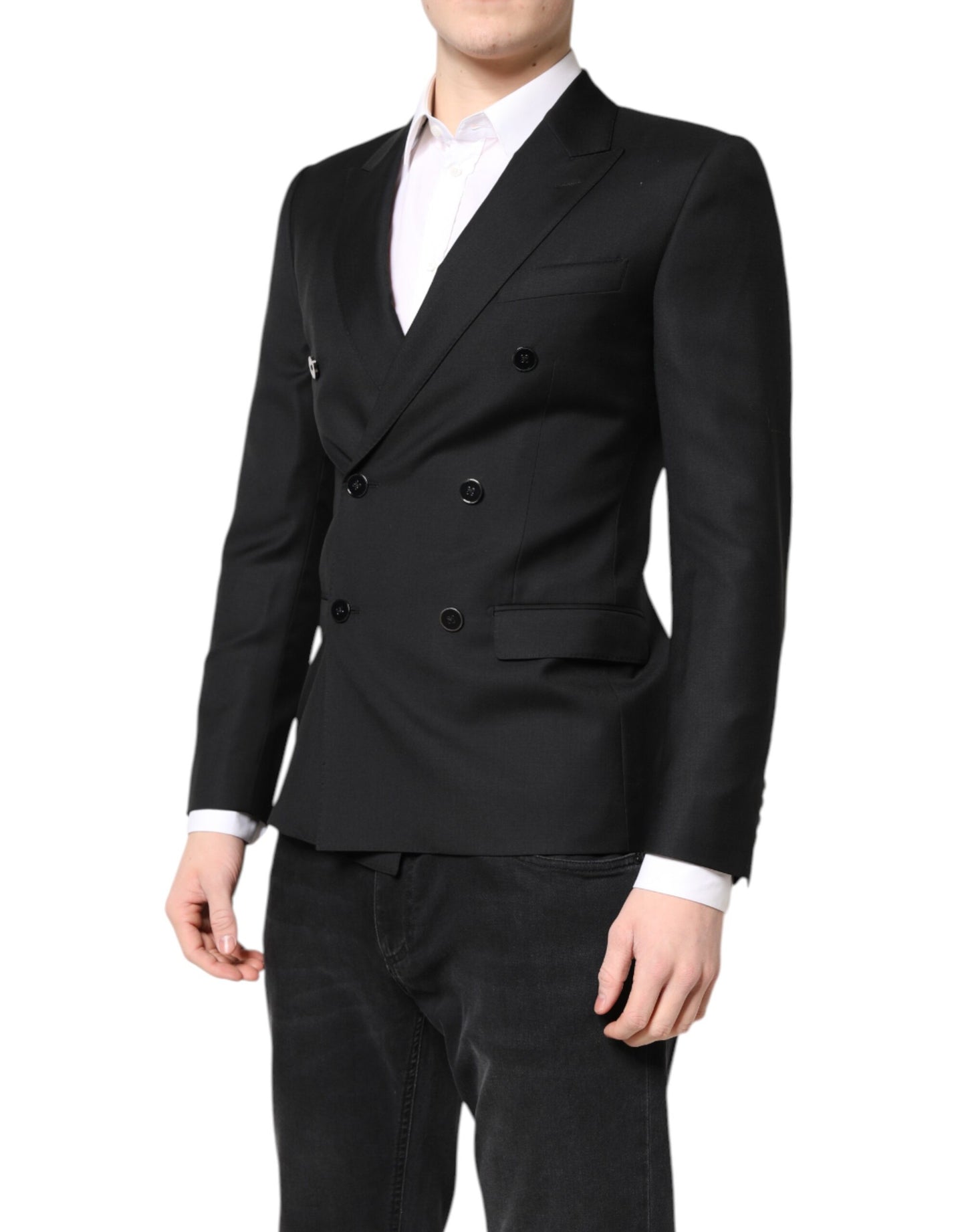 Black MARTINI Double Breasted Coat Blazer-Dolce & Gabbana-LabelTerrace.com