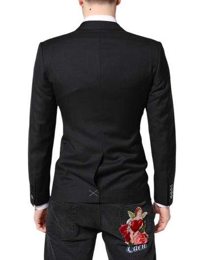 Black MARTINI Double Breasted Coat Blazer-Dolce & Gabbana-LabelTerrace.com