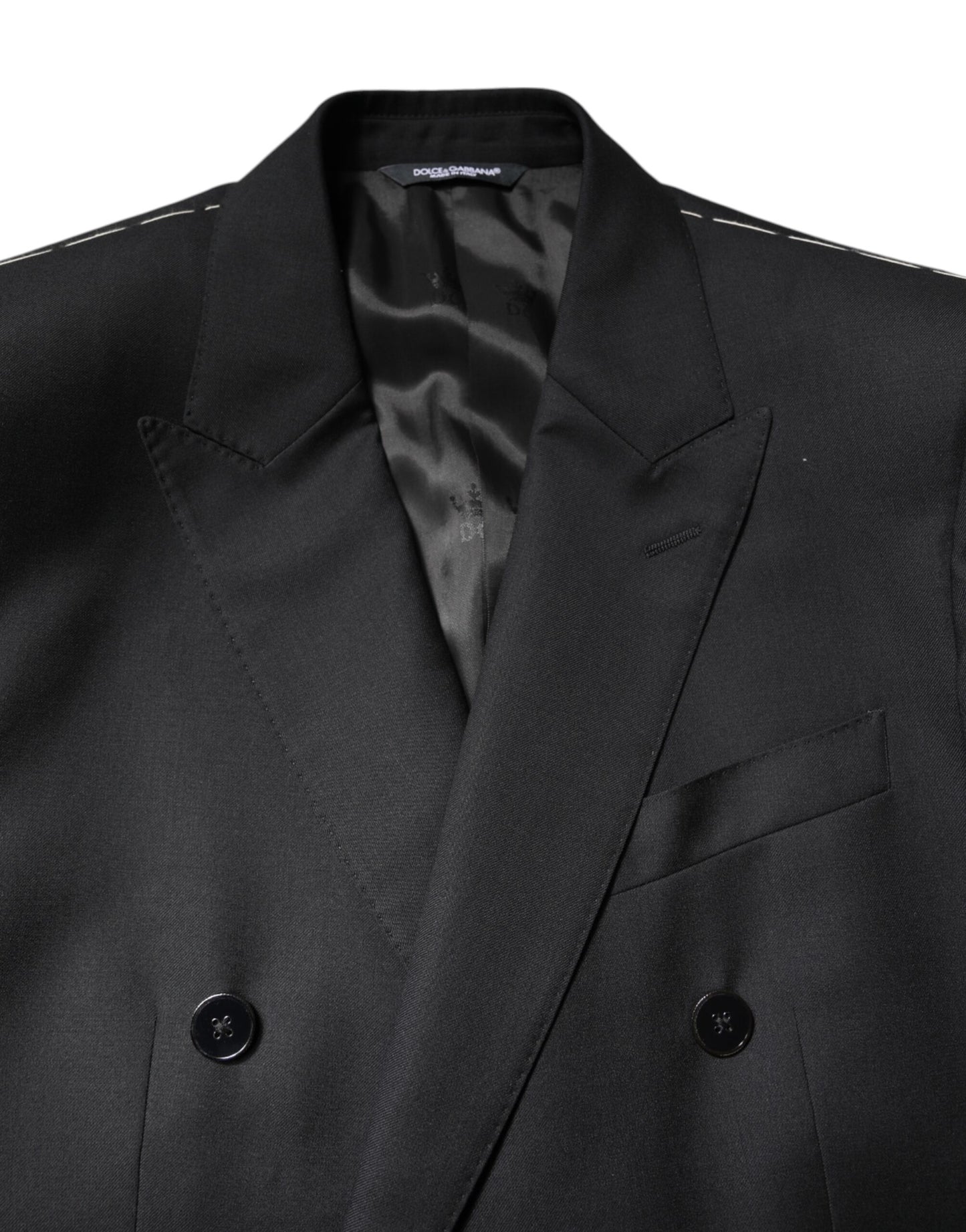 Black MARTINI Double Breasted Coat Blazer-Dolce & Gabbana-LabelTerrace.com