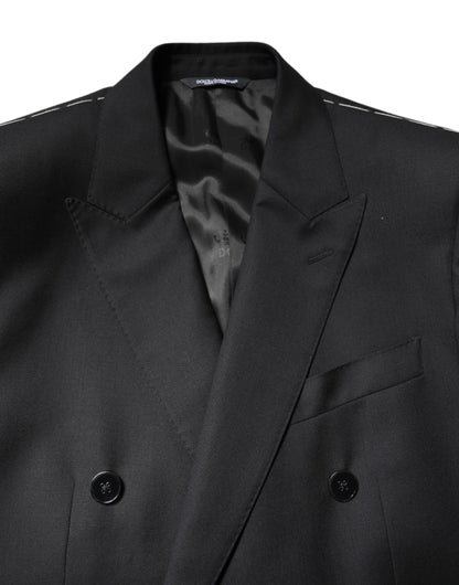Black MARTINI Double Breasted Coat Blazer-Dolce & Gabbana-LabelTerrace.com