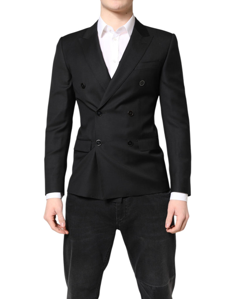 Black MARTINI Double Breasted Coat Blazer-Dolce & Gabbana-LabelTerrace.com