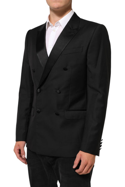 Black MARTINI Double-Breasted Suit Blazer-Dolce & Gabbana-LabelTerrace.com