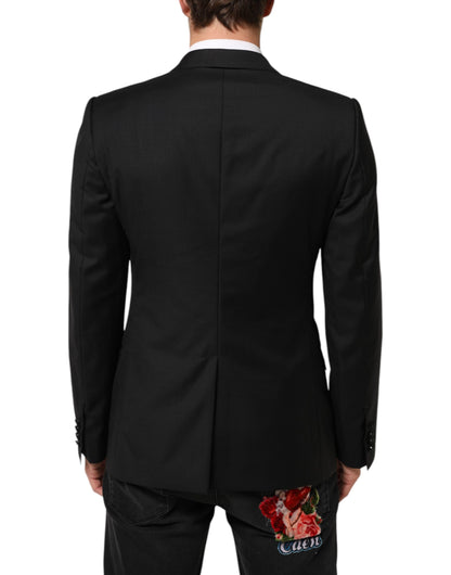 Black MARTINI Double-Breasted Suit Blazer-Dolce & Gabbana-LabelTerrace.com