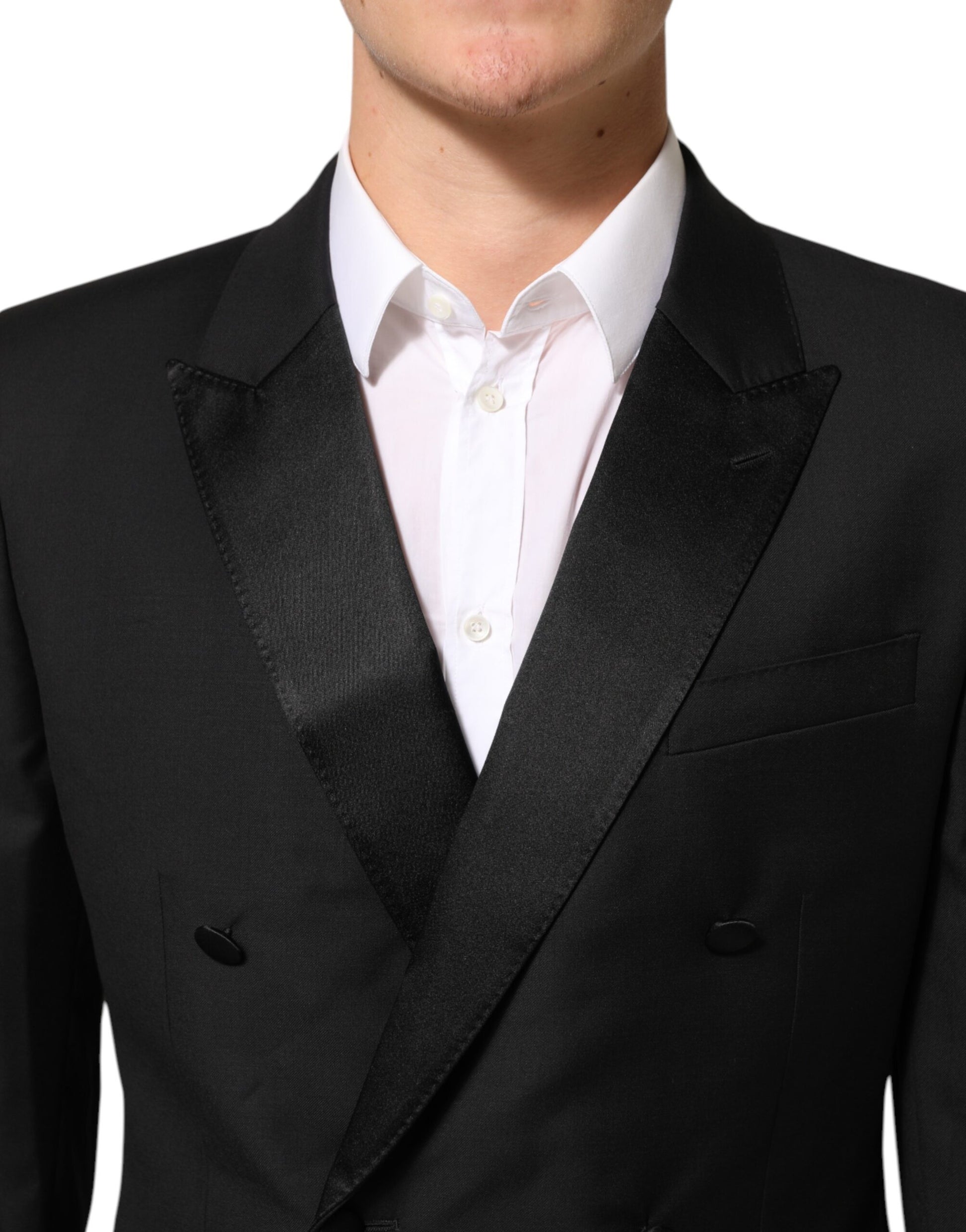 Black MARTINI Double-Breasted Suit Blazer-Dolce & Gabbana-LabelTerrace.com