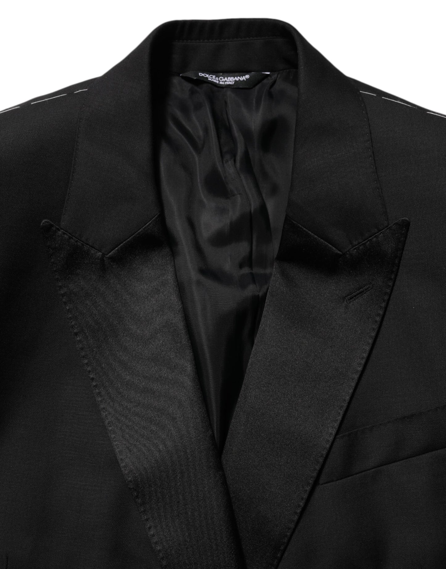 Black MARTINI Double-Breasted Suit Blazer-Dolce & Gabbana-LabelTerrace.com