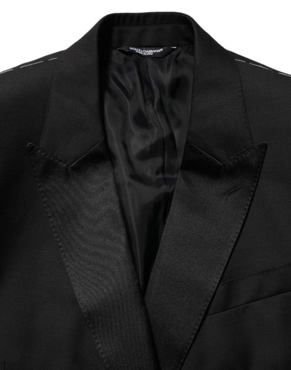 Black MARTINI Double-Breasted Suit Blazer-Dolce & Gabbana-LabelTerrace.com