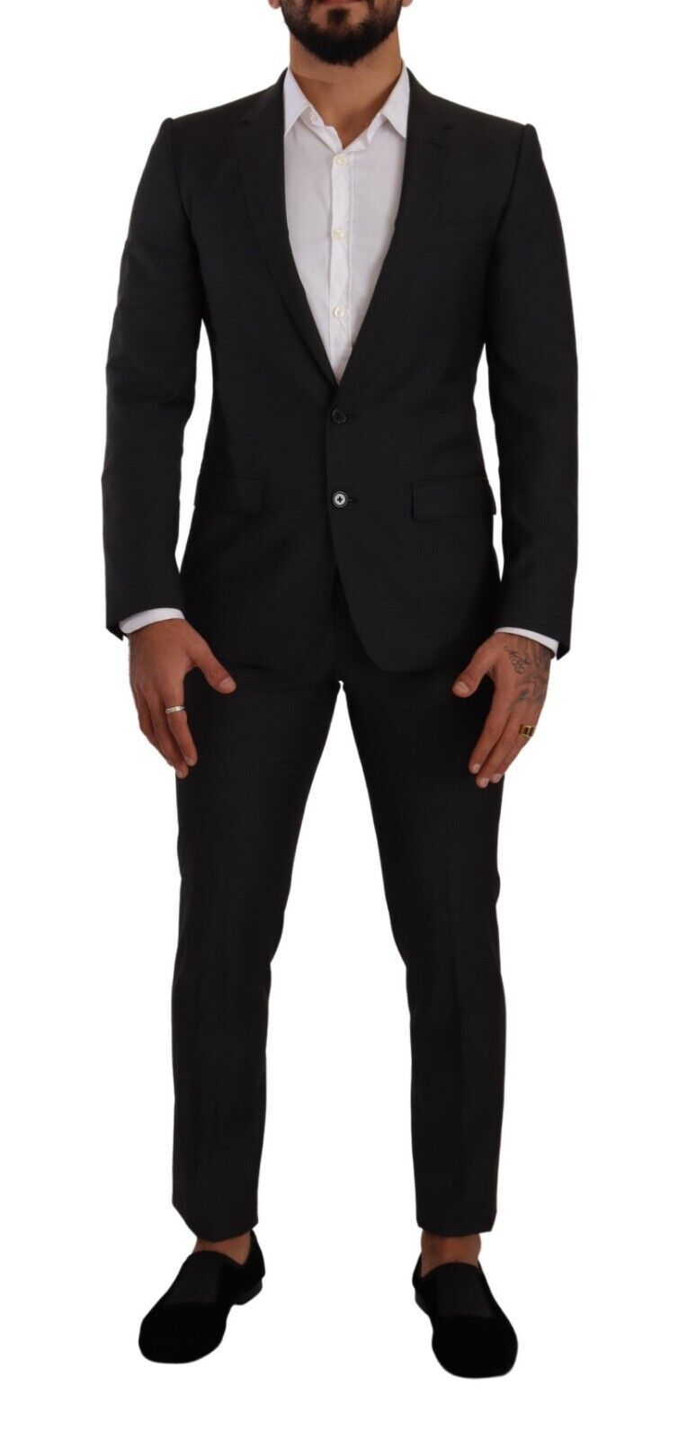 Black MARTINI Single Breasted 2 Piece Suit-Dolce & Gabbana-LabelTerrace.com