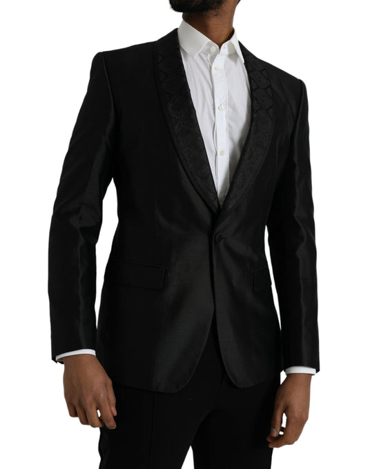 Black MARTINI Single Breasted Coat Blazer-Dolce & Gabbana-LabelTerrace.com
