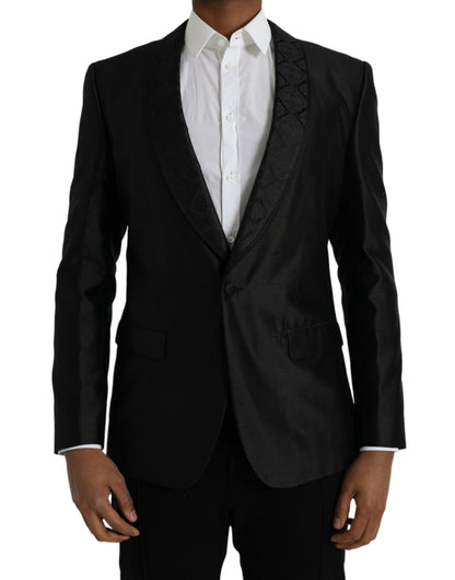 Black MARTINI Single Breasted Coat Blazer-Dolce & Gabbana-LabelTerrace.com