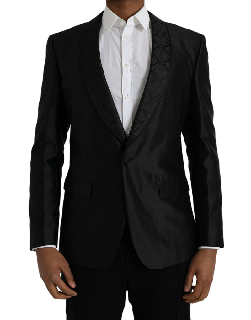 Black MARTINI Single Breasted Coat Blazer-Dolce & Gabbana-LabelTerrace.com