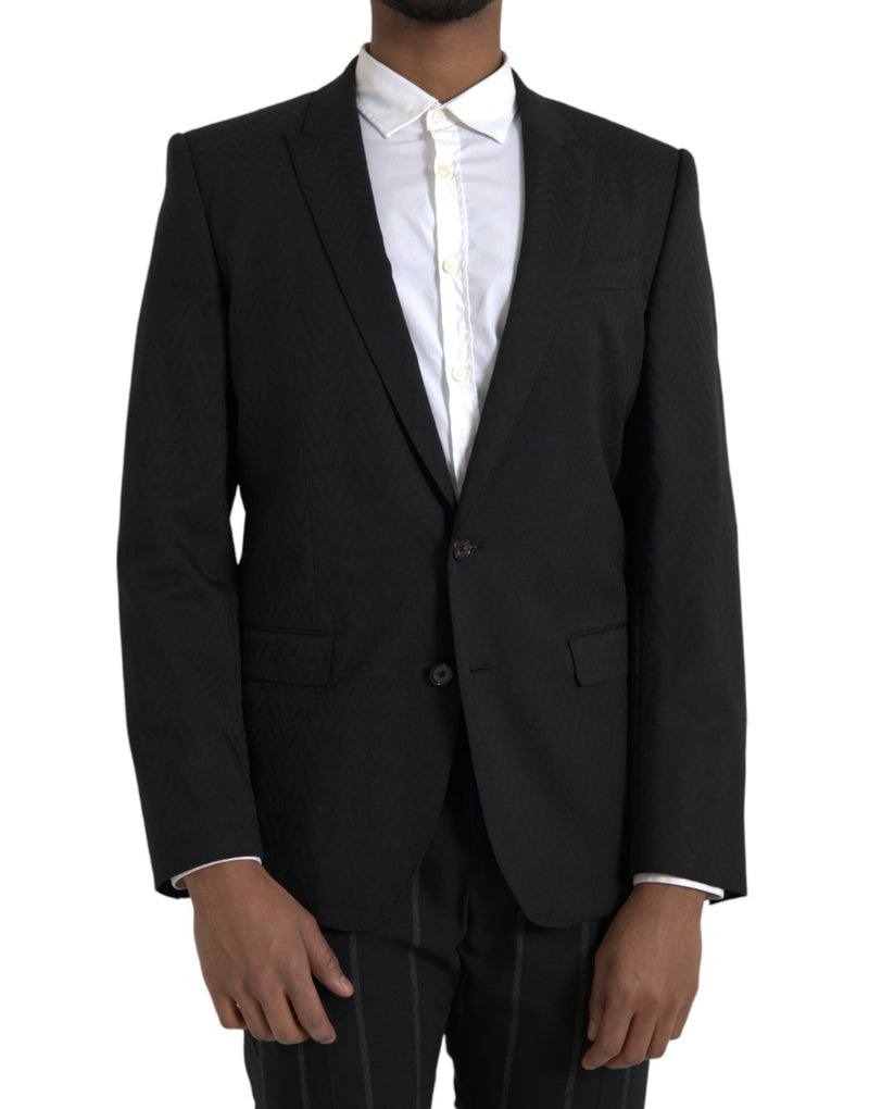 Black MARTINI Slim Fit Jacket Coat Blazer-Dolce & Gabbana-LabelTerrace.com