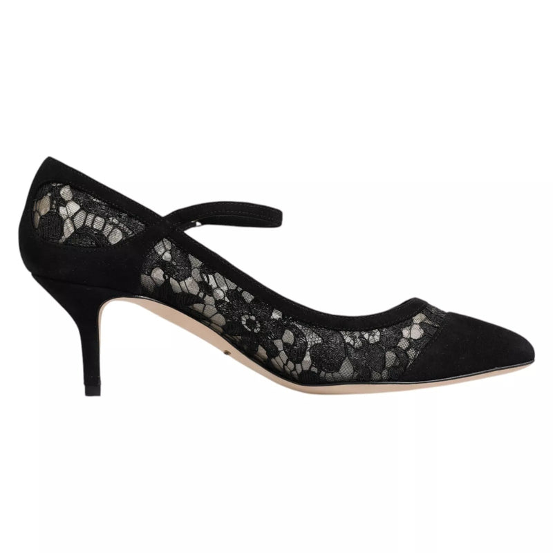 Black Mary Jane Taormina Lace Pumps Shoes-Dolce & Gabbana-LabelTerrace.com