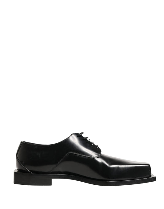 Black Matte Lace-Up Leather Dress Derby Shoes
