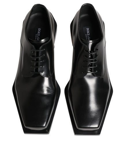 Black Matte Lace-Up Leather Dress Derby Shoes