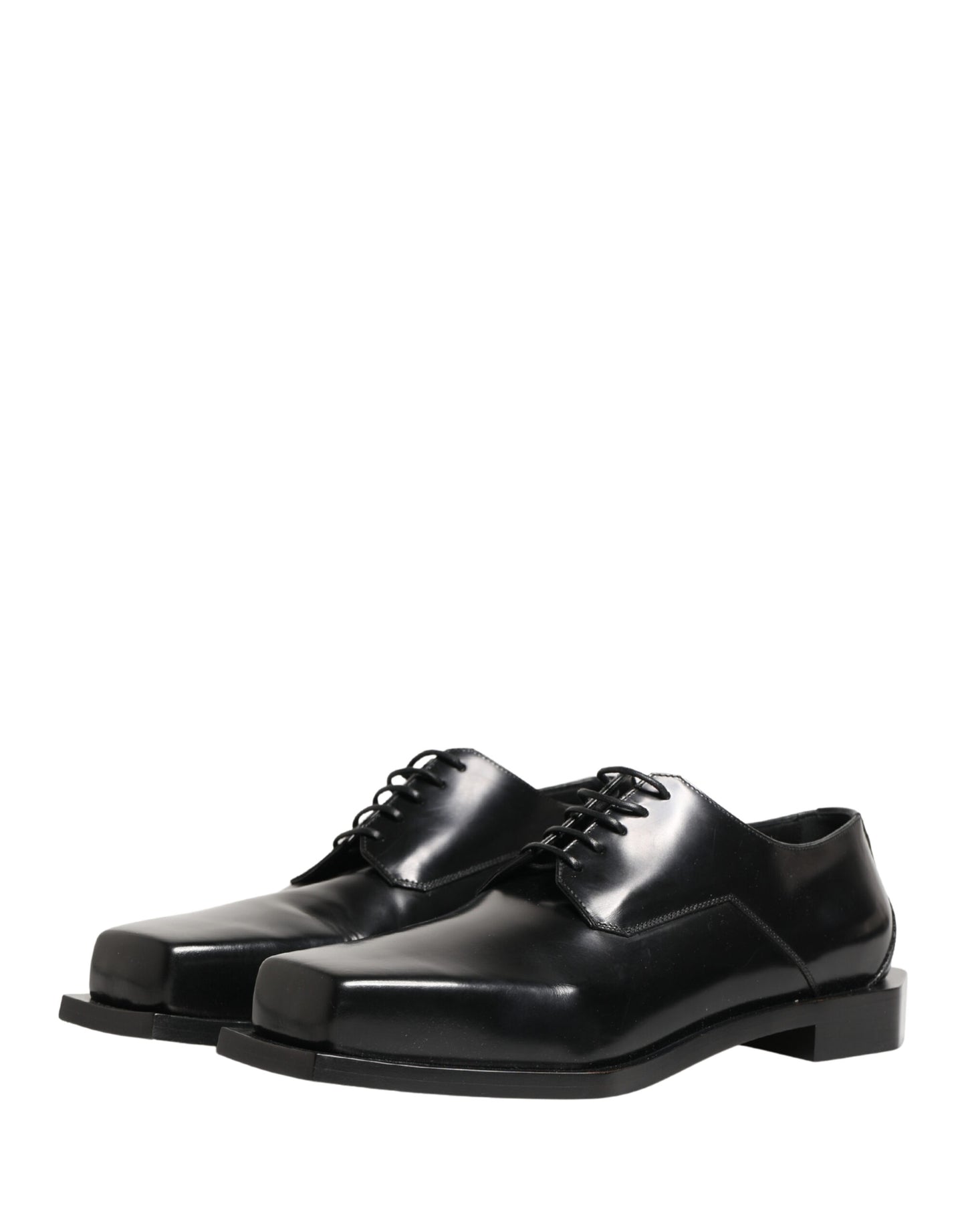 Black Matte Lace-Up Leather Dress Derby Shoes