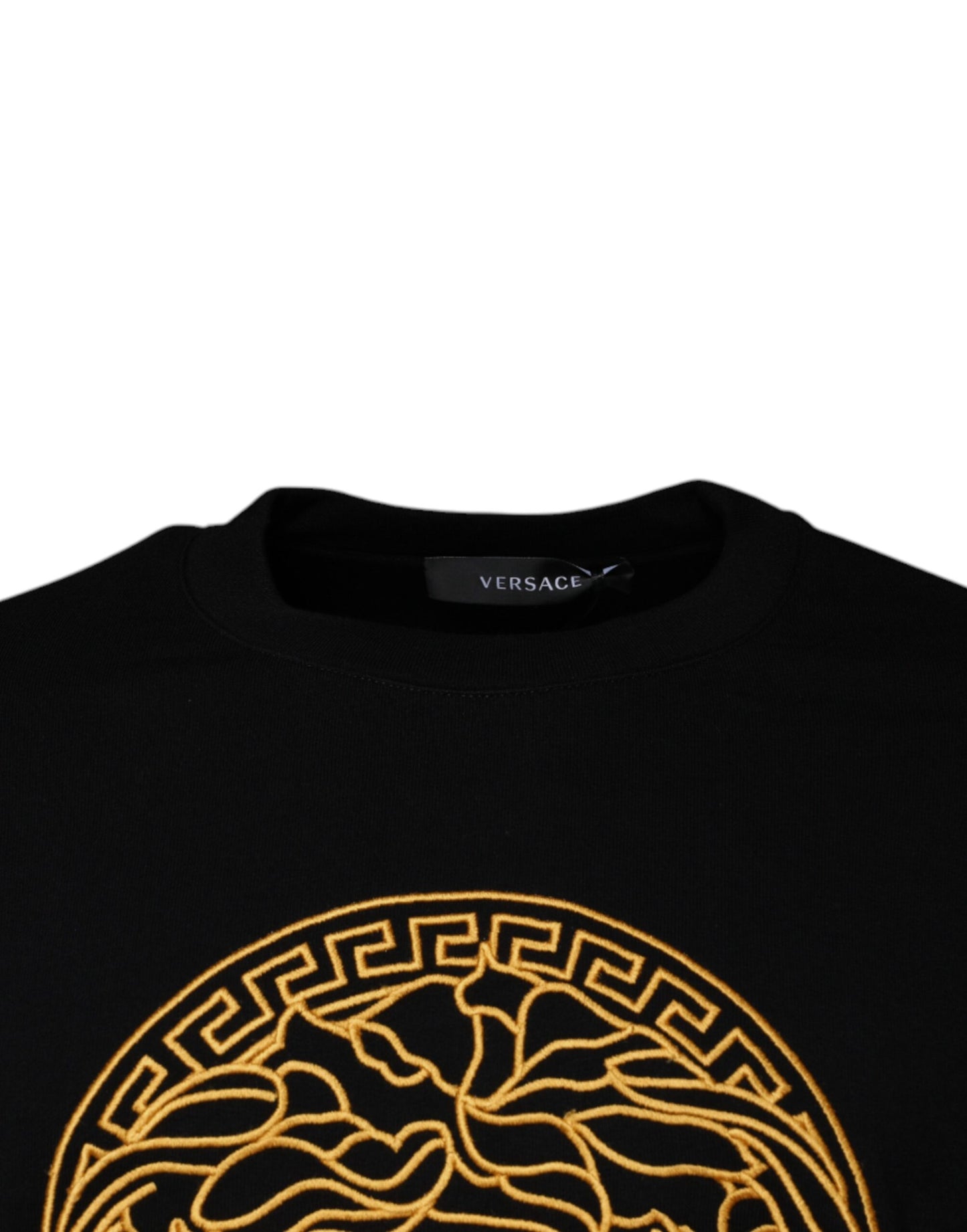 Black Medusa Embroidery Crew Neck Pullover Sweater-Versace-LabelTerrace.com