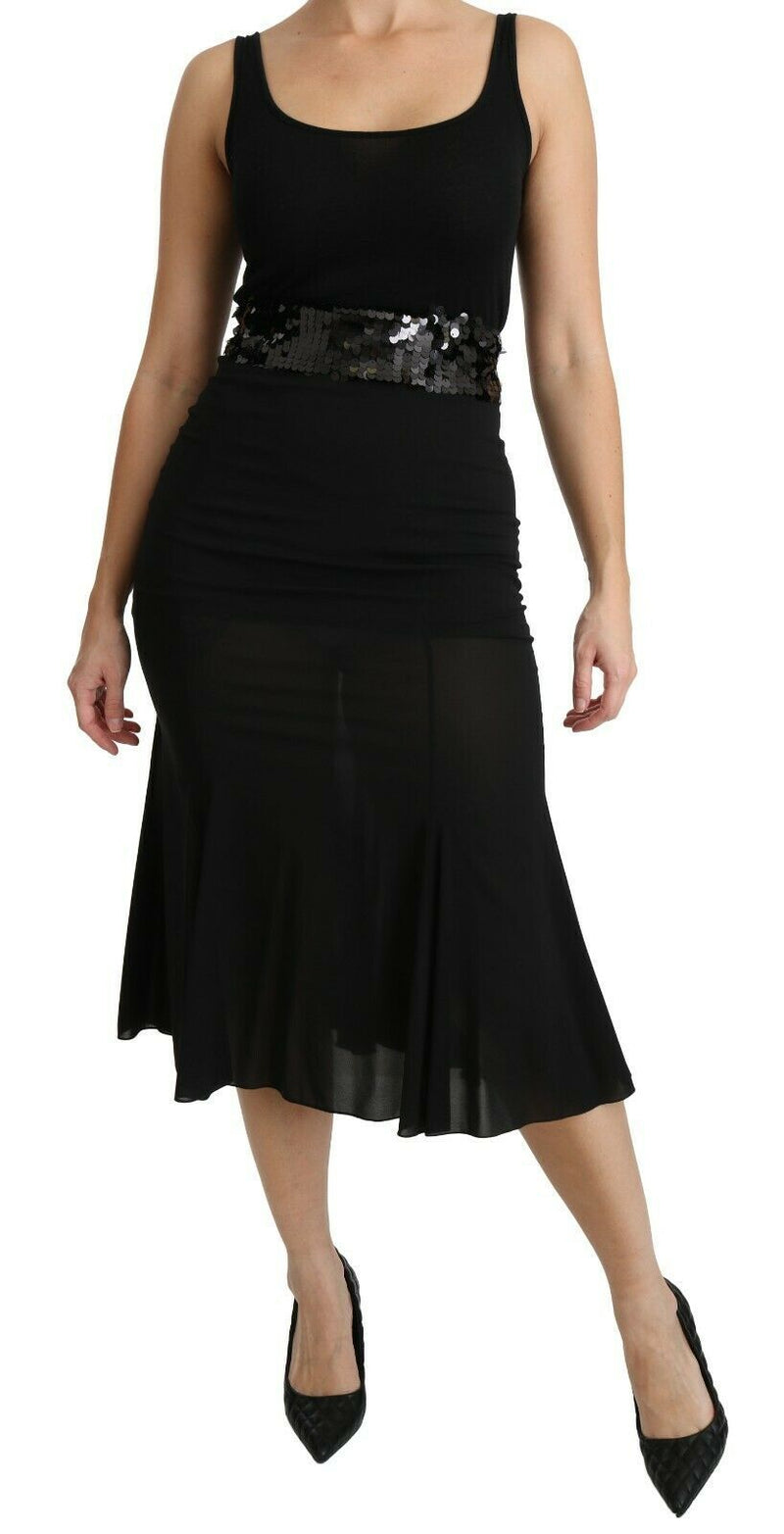 Black Mermaid High Waist Midi Silk Skirt-Dolce & Gabbana-LabelTerrace.com