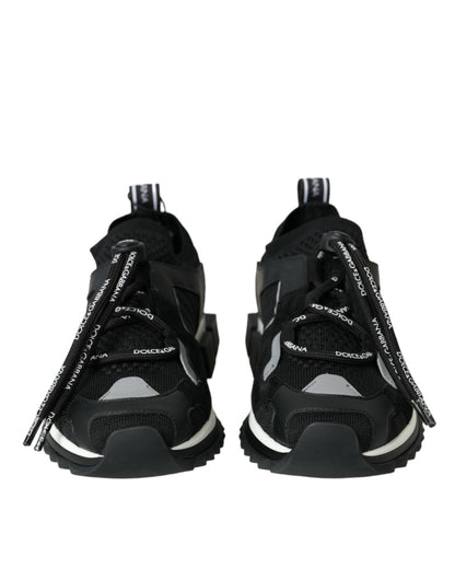 Black Mesh Sorrento Trekking Sneakers Shoes-Dolce & Gabbana-LabelTerrace.com